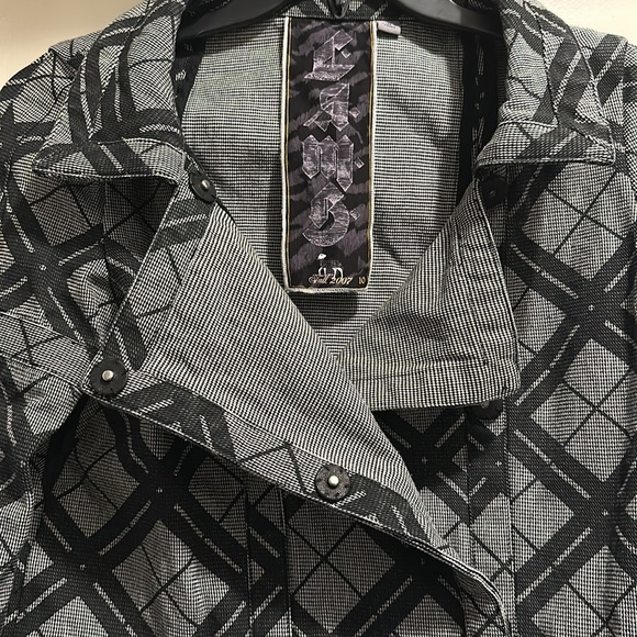 L.A.M.B fall 2007 Gwen Stefani b&w plaid moto jacket size 10 - Picture 2 of 6